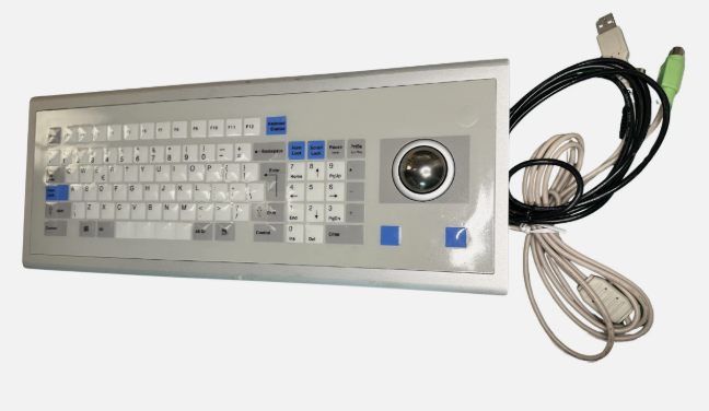 Panel Mount Industrial Waterproof Keyboard with Trakball